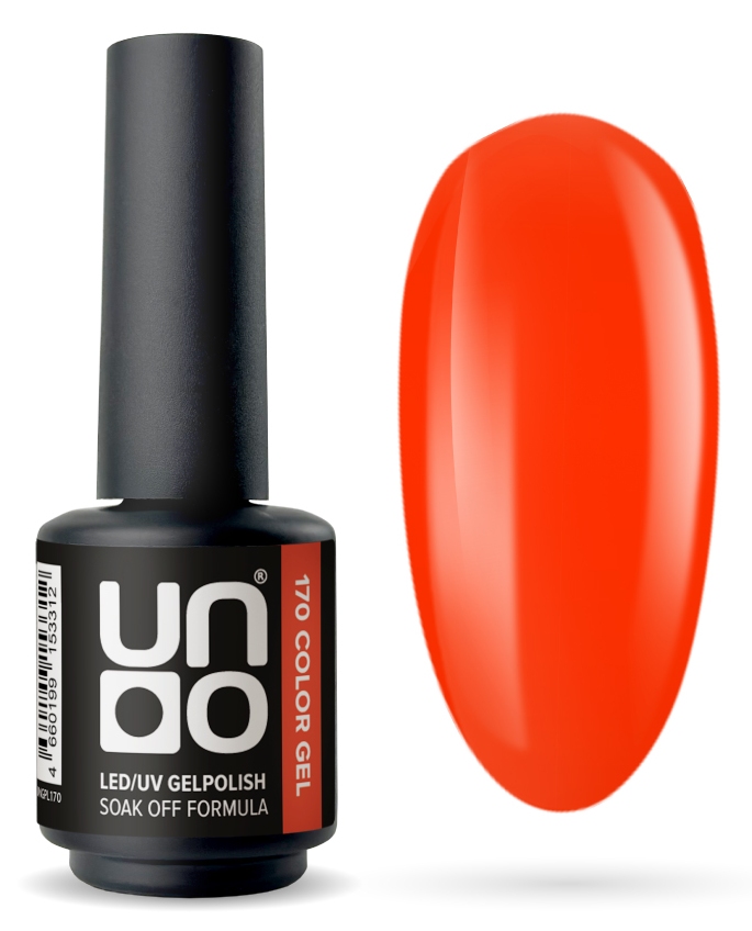 Гель-лак "Uno" - 170 Оранжевый неон - Orange Neon, неоновый, 8 г.