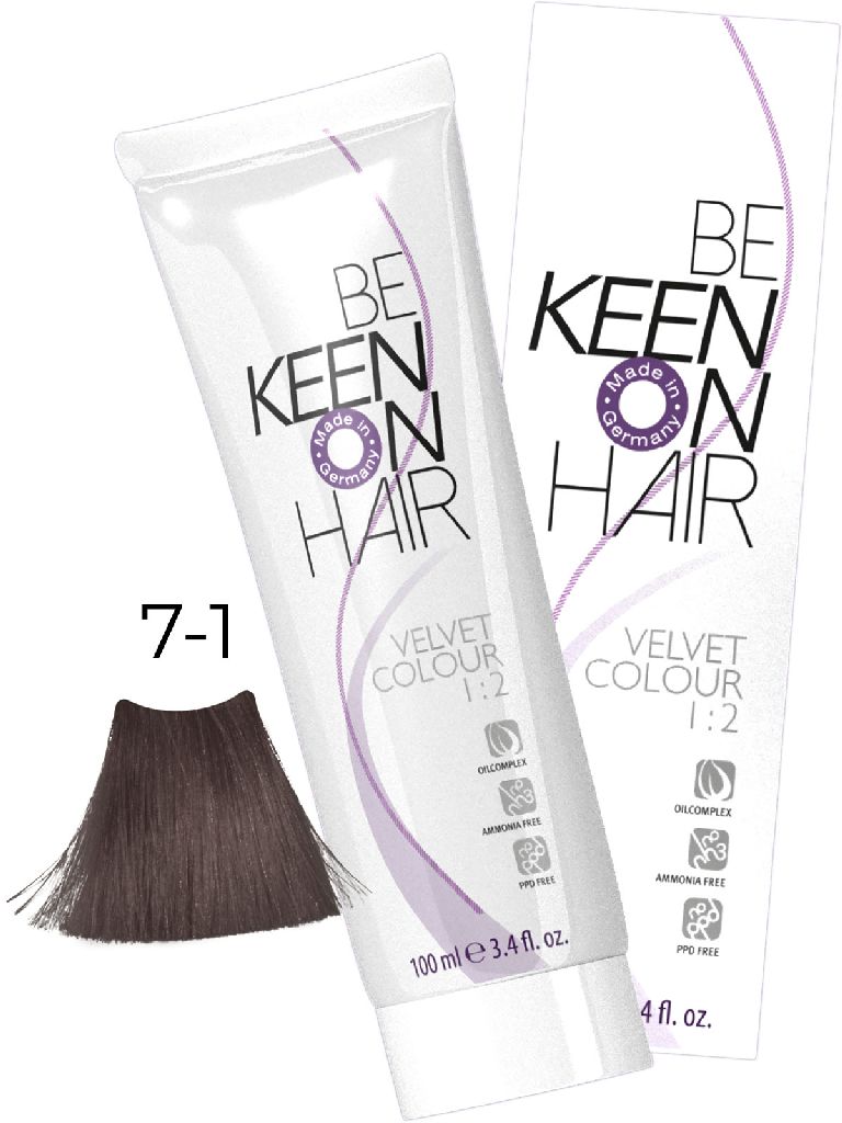 KEEN VELVET COLOUR 7.1 Натуральный пепельный блондин/ Mittelblond Asch, 100 мл, без аммиака