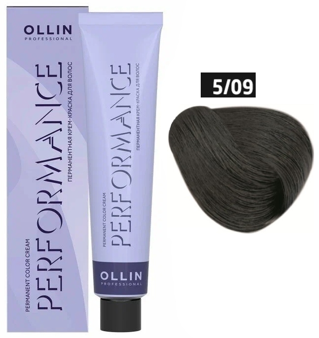 OLLIN PERFORMANCE  5/09 светлый шатен прозрачно-зеленый 60мл Перманентная крем-краска для волос