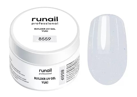 RuNail Моделирующий УФ-гель с хлопьями Юки BUILDER UV GEL YUKI, 15 г №8559