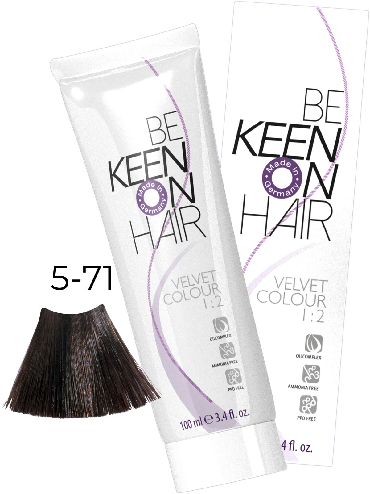 KEEN VELVET COLOUR 5.71 Гвоздичное дерево/ Hellbraun Braun-Asch (Piment), 100 мл, без аммиака