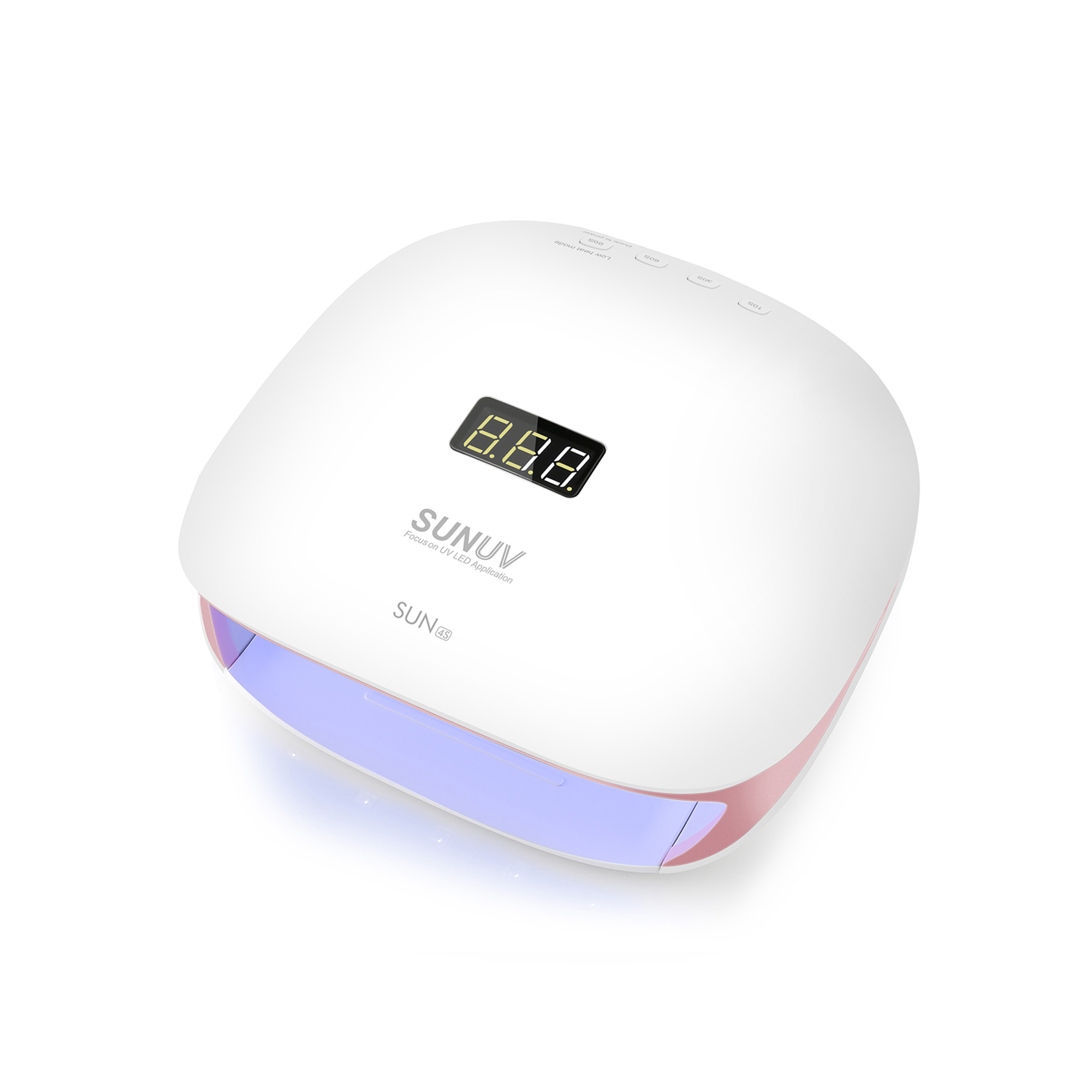 Лампа для наращивания SUN 4S 48 Ватт (съемное дно) с кварцевыми диодами цв.бело-розовая 