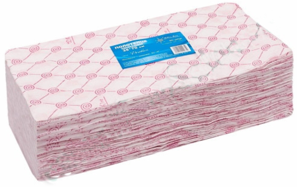 Полотенца спанлейс 50г/м2 Розовый 35*70, 50 шт/уп.