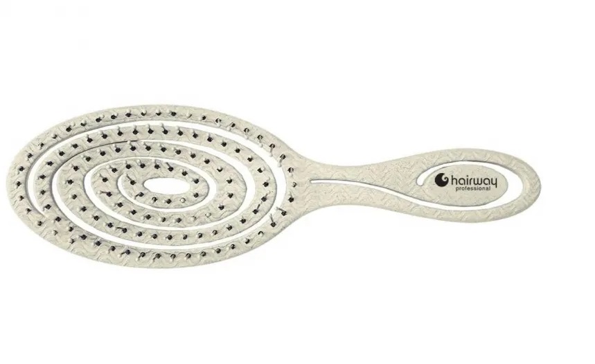 HW Щетка ECO Wheat массажная овал продувная, нейлон.щетина,8 рядов,20 см., бежевая