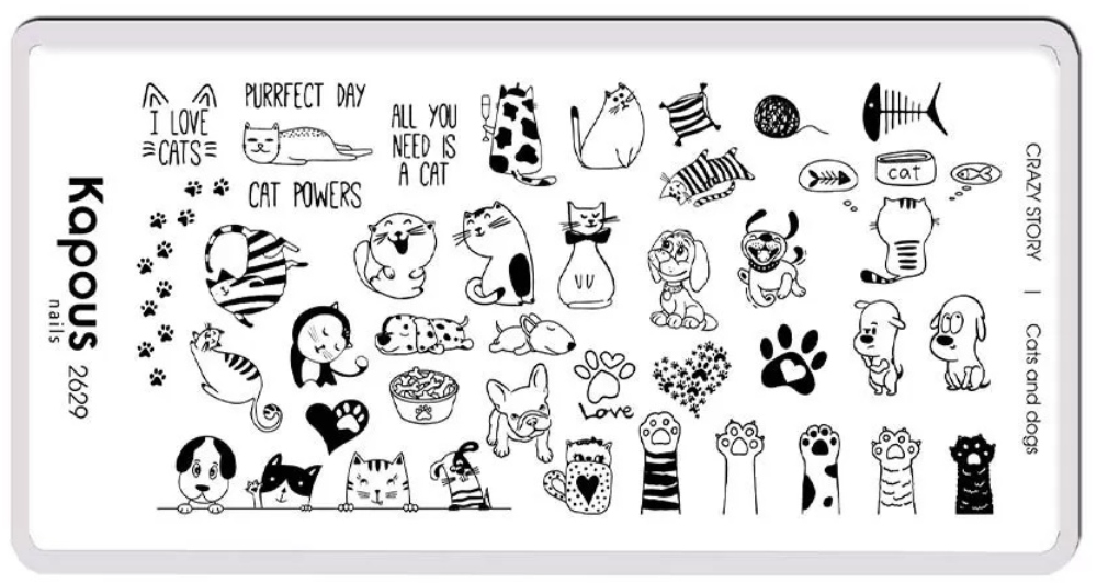 Kapous Nails Пластина для стемпинга "Crazy story" Cats and dogs