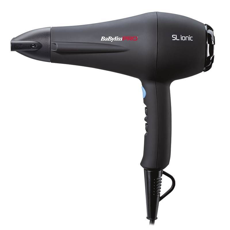 BaByliss PRO Sl Ionic Профессиональный фен, черный, каучуковое покрытие, 1800 Вт.