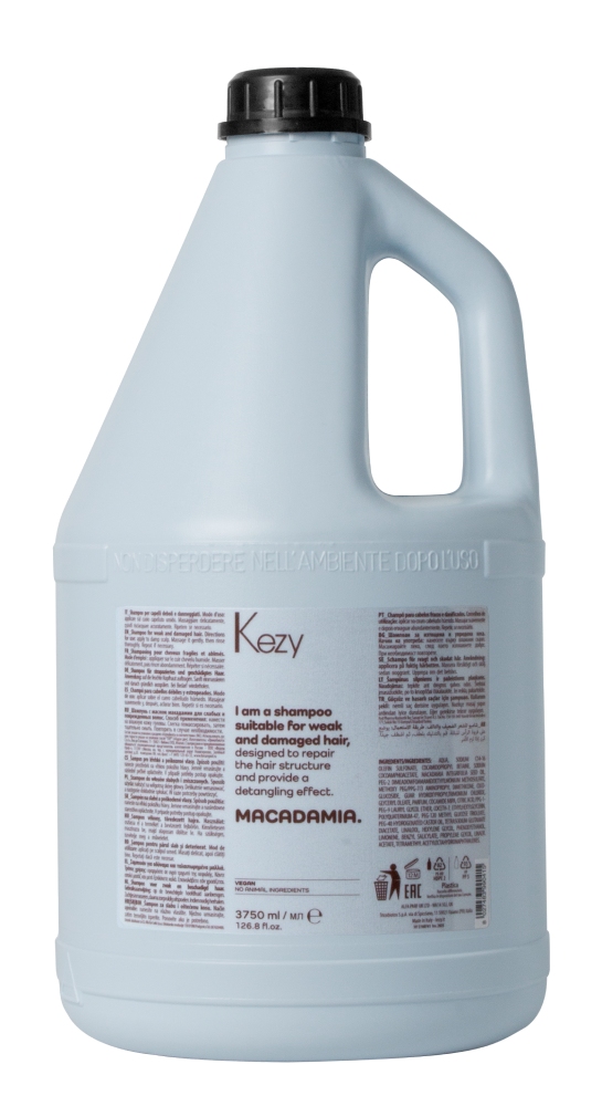 Kezy I am MACADAMIA Шампунь с маслом макадамии для слабых и поврежденных волос, 3750 мл.