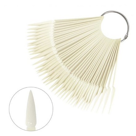 Палитра для лаков веер на кольце - Стилет натуральный цвет (50 ногтей)