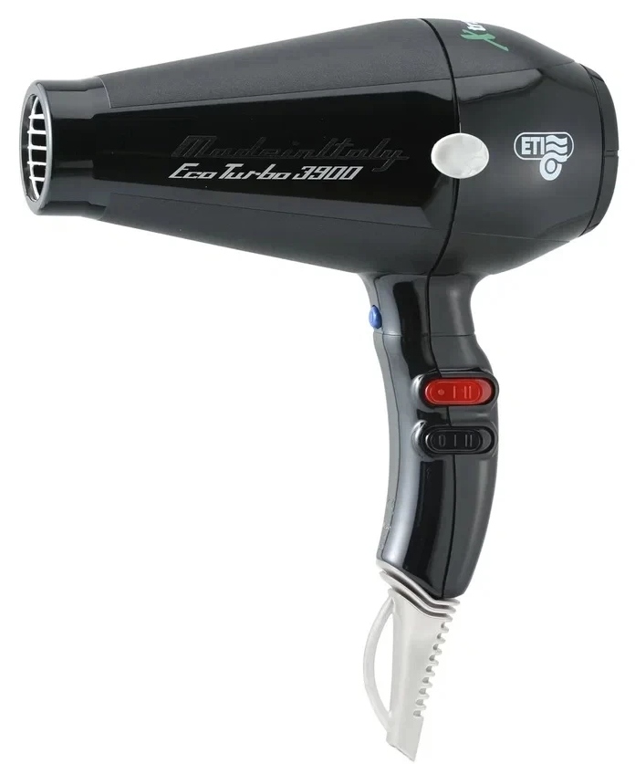 ETI Фен Eco Turbo 3900 Xtrapower цвет черный, 2500 Вт, 2 насадки, вес 555 гр.