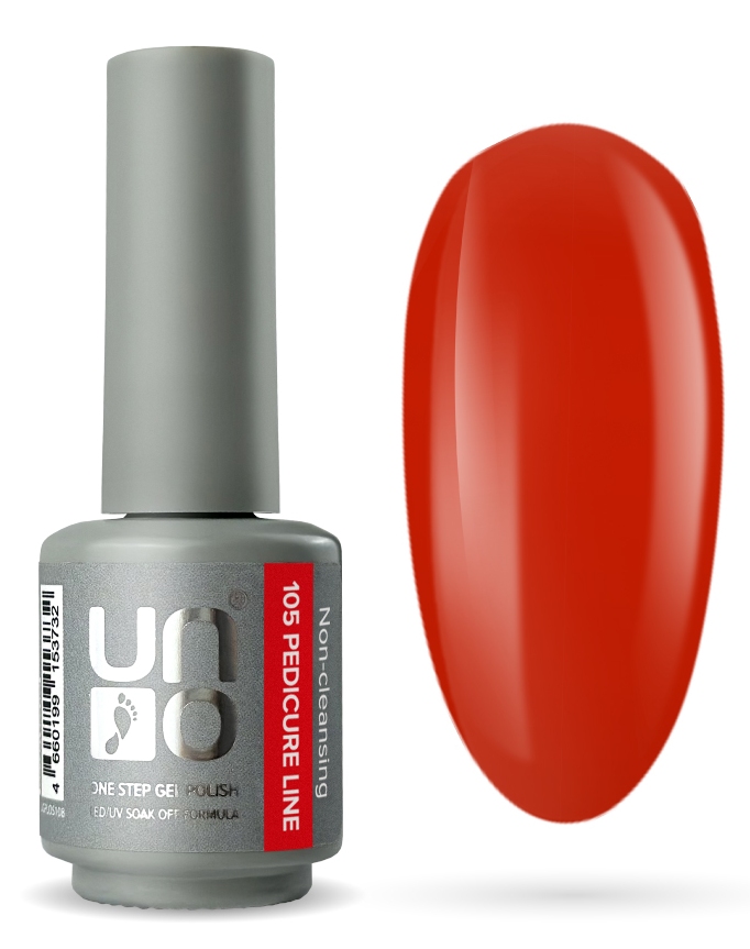 Гель-лак "UNO" Pedicure Line Однофазный № 105, цвет алый 8 г. 