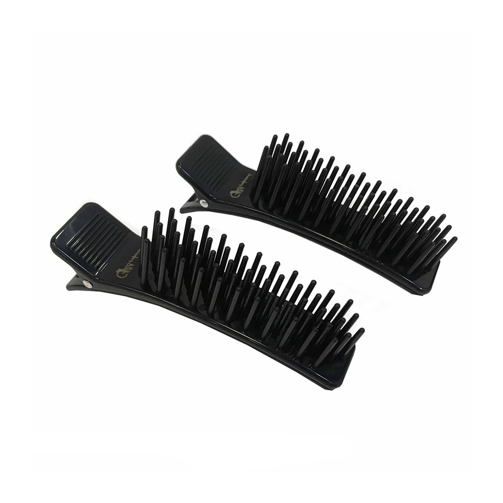 Gera Professional Зажим с расческой, черный, 10 см, 2шт/уп. - 1 шт.