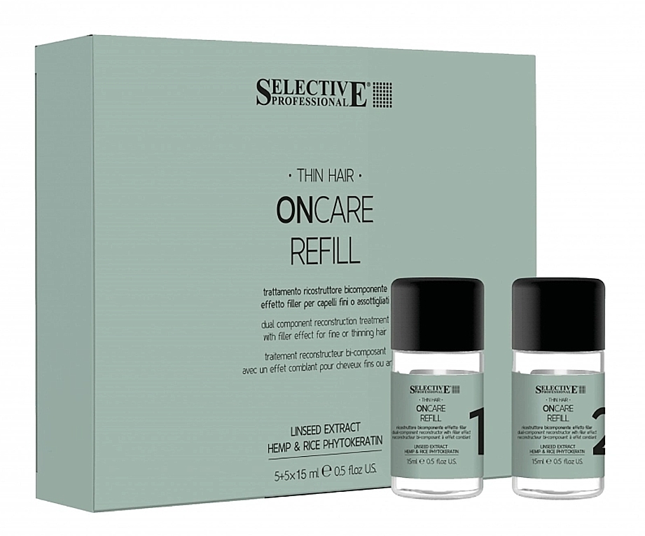 Selective ONCARE REFILL Двухкомпонентный филлер для восстановления волос, (5+5)*15 мл. 