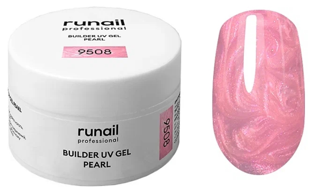 RuNail Моделирующий УФ-гель c жемчужным эффектом BUILDER UV GEL PEARL, 15г №9508