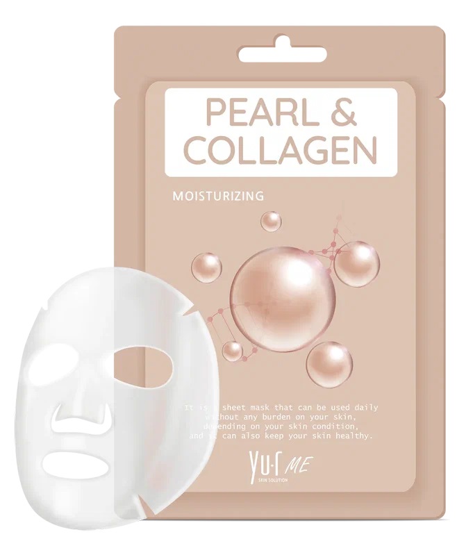 YU.R ME Тканевая маска для лица с экстрактом жемчуга и коллагеном, 25 гр. 