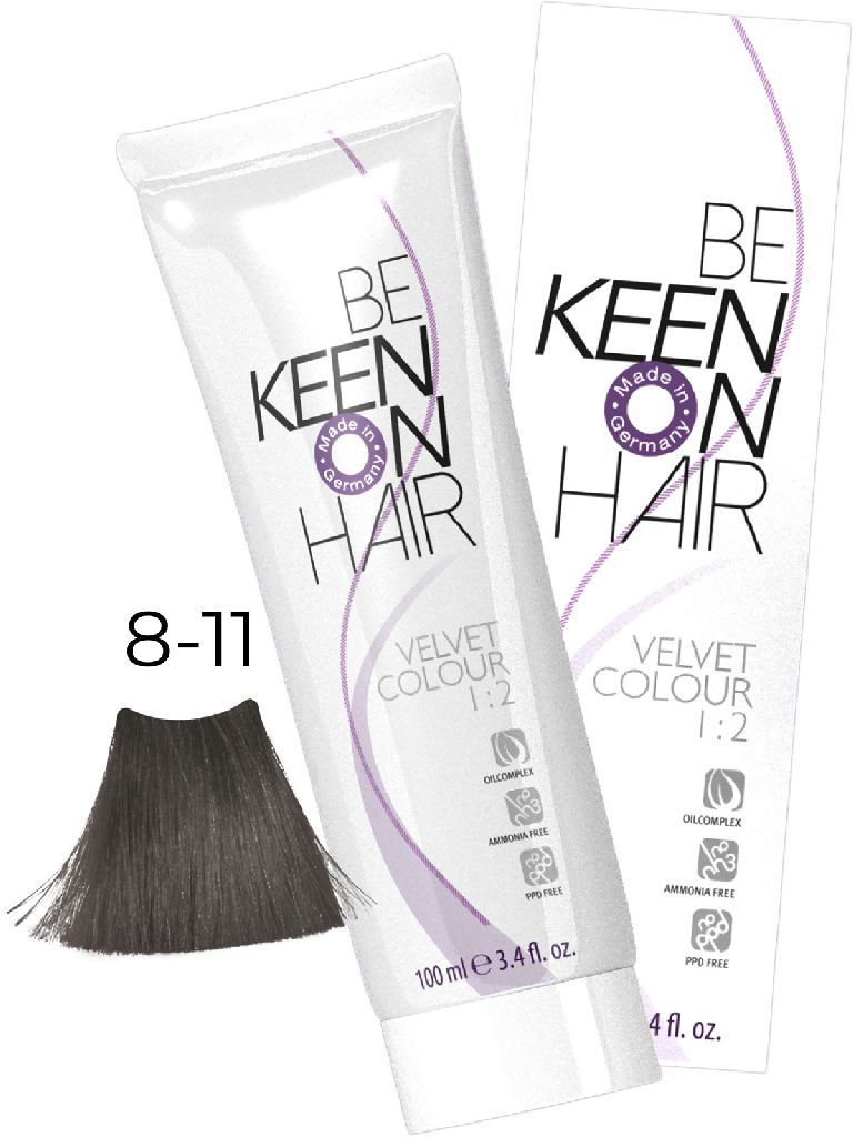 KEEN VELVET COLOUR 8.11 Интенсивный пепельный блондин/Blond Asch Intensiv, 100 мл, без аммиака