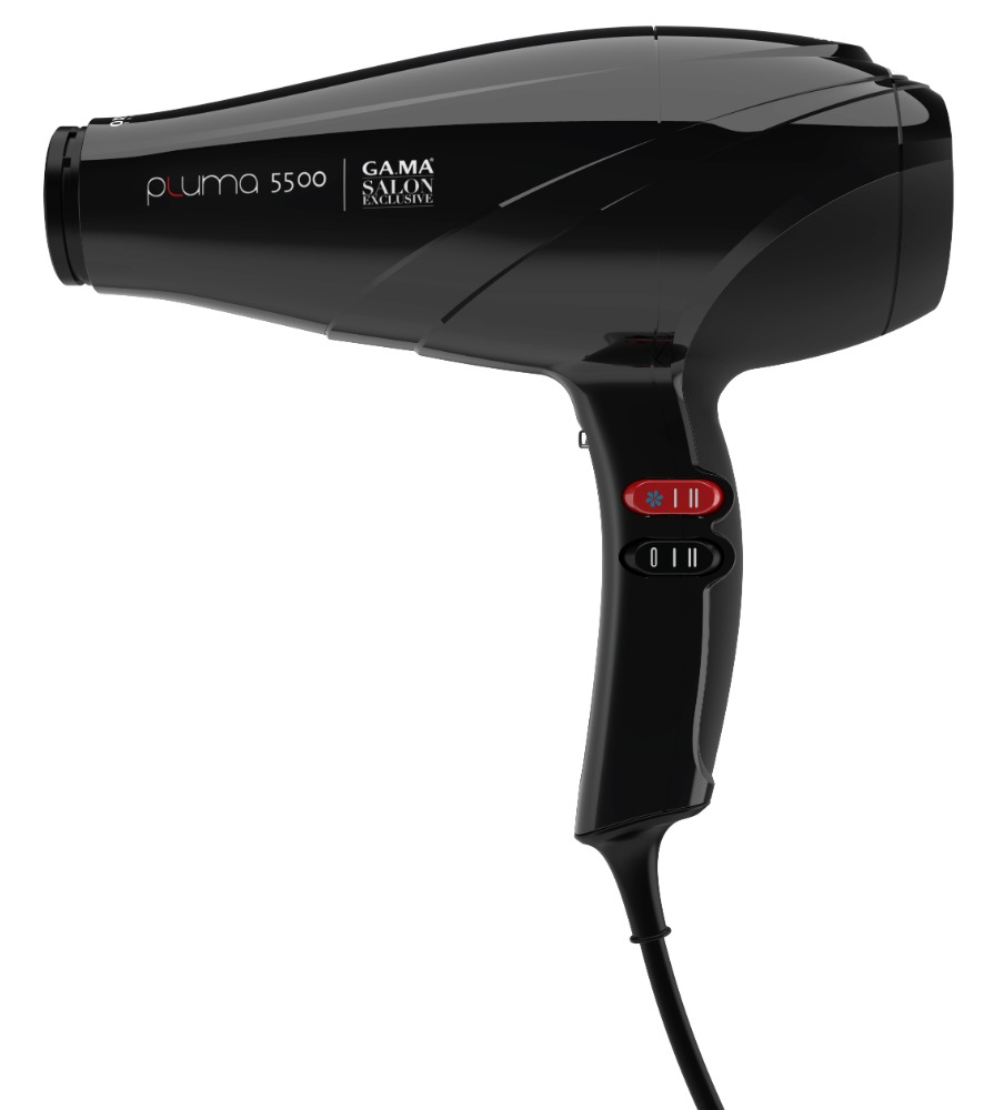 GA.MA Электрофен PLUMA 5500 ION цвет черный, 2 насадки+диффузор, 2400 Вт., вес 547 гр.