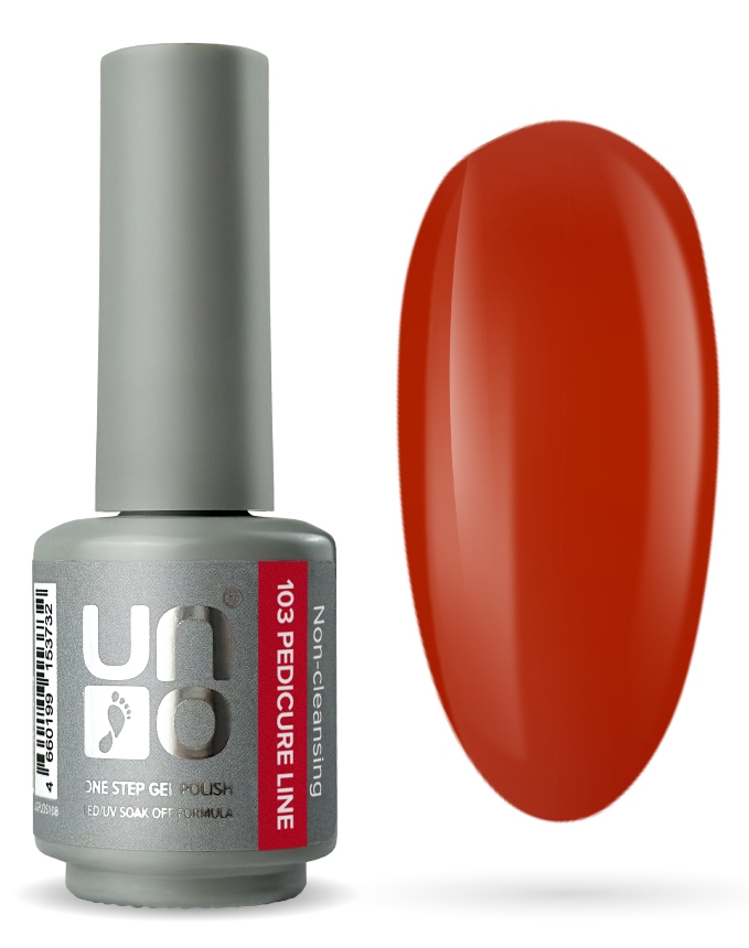 Гель-лак "UNO" Pedicure Line Однофазный № 103, цвет кирпично-красный 8 г. 