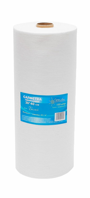 Салфетки спанлейс Белый 50г/м2 30*40 - 100шт. в рулоне