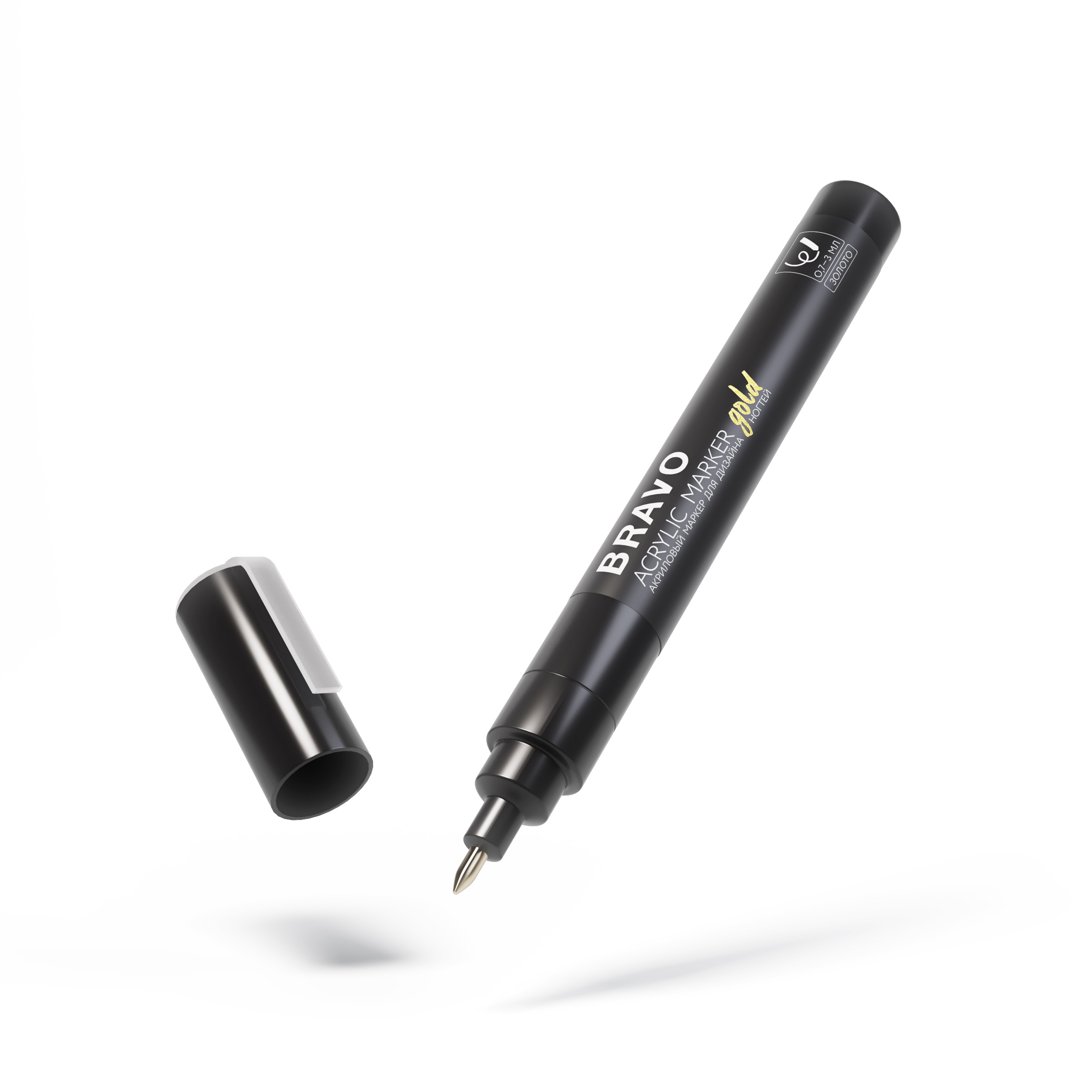 Bravo Акриловый маркер для дизайна ногтей, цв. Золотой