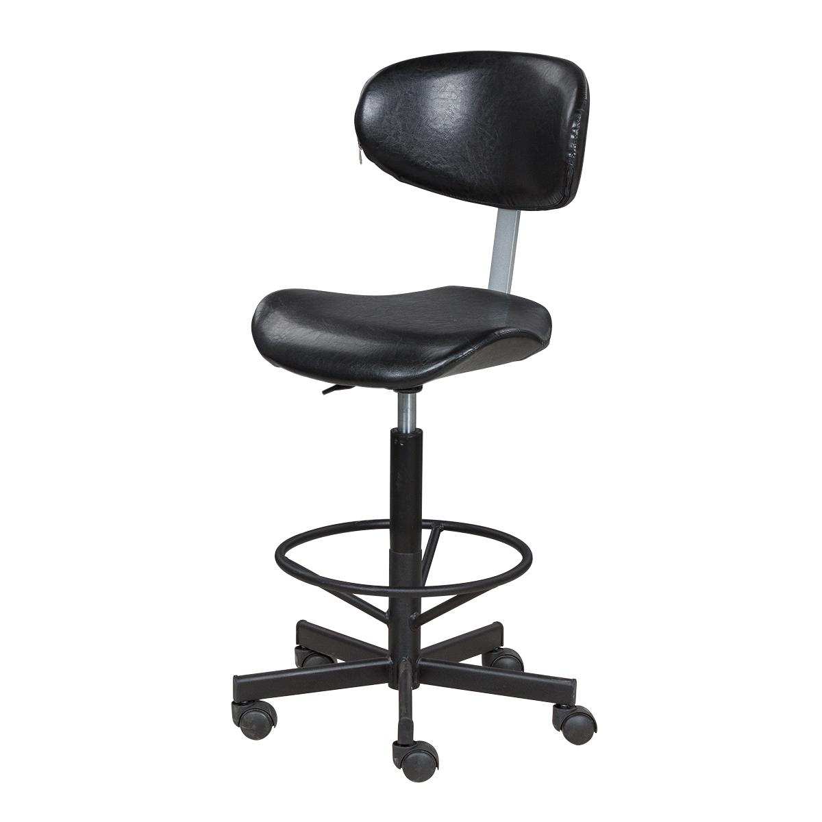 Стул мастера Кейси высокий, пятилучье черное с кольцом