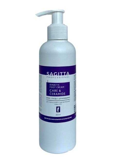 Sagitta Крем-уход с ЦЕРАМИДАМИ для очень сух./чувс.кожи стоп DIABETIC FOOT CREAM CARE&CERAMIDE 200мл