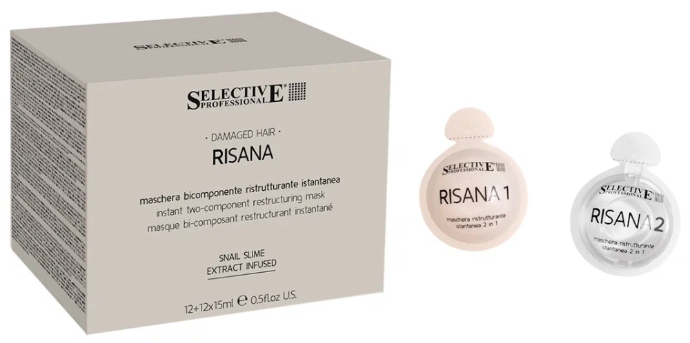 SELECTIVE RISANA Двухкомпонентная восстанавливающая маска мгновенного действия (12+12)*15 мл