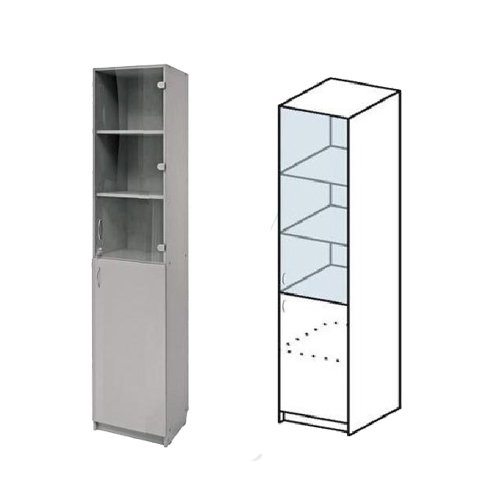 Шкаф № 2 одинарный со стеклом белый