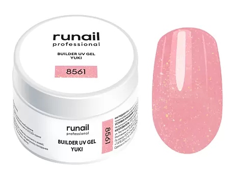 RuNail Моделирующий УФ-гель с хлопьями Юки BUILDER UV GEL YUKI, 15 г №8561