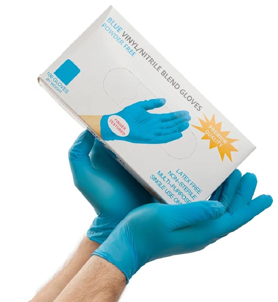 Перчатки однораз.винил/нитриловые голубые S - 1 пара