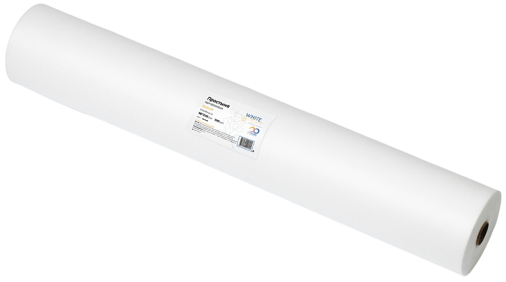 Простыня одноразовая спанбонд 10г/м2, 80*200см, 100 шт/рулон с перфорацией, белый