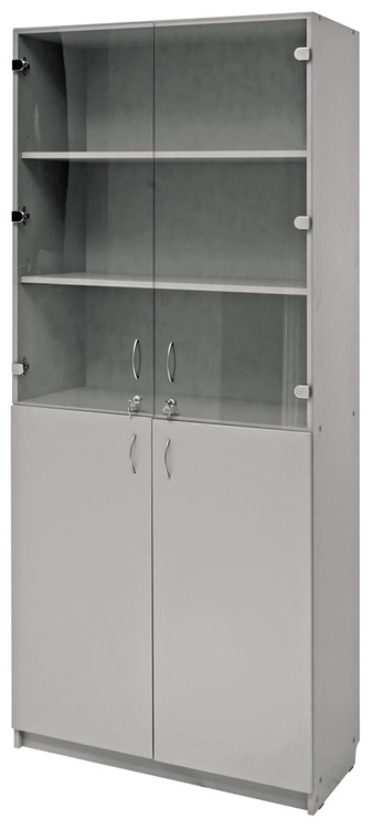 Шкаф № 2 двойной со стеклом  титан)