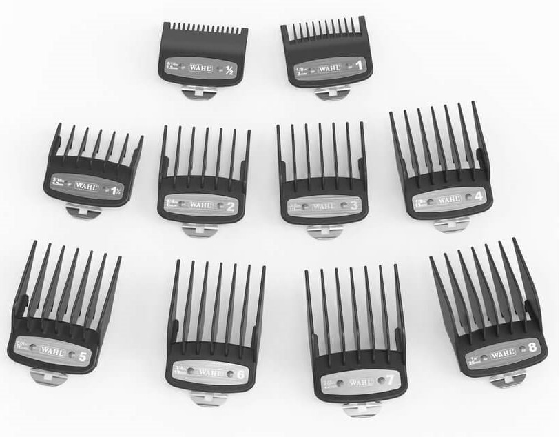Насадки WAHL комплект 10 шт. черные (1.5,3,4.5,6,10,13,16,19,22,25 мм) к машинкам 8147,8148,8451,8466