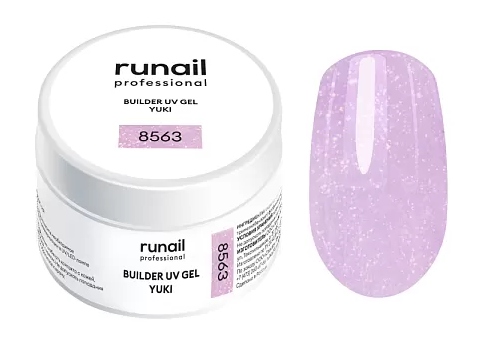 RuNail Моделирующий УФ-гель с хлопьями Юки BUILDER UV GEL YUKI, 15 г №8563