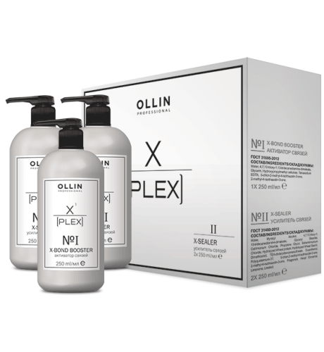 OLLIN X-PLEX НАБОР (№1 X-Bond Booster Активатор связей 1х250мл; №2 X-Sealer Усилитель связей 2х250мл